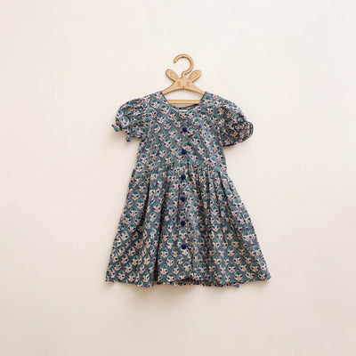 Pure Cotton Girls Frock Dress in Sanganeri Floral Prints (3-4 Years) 10