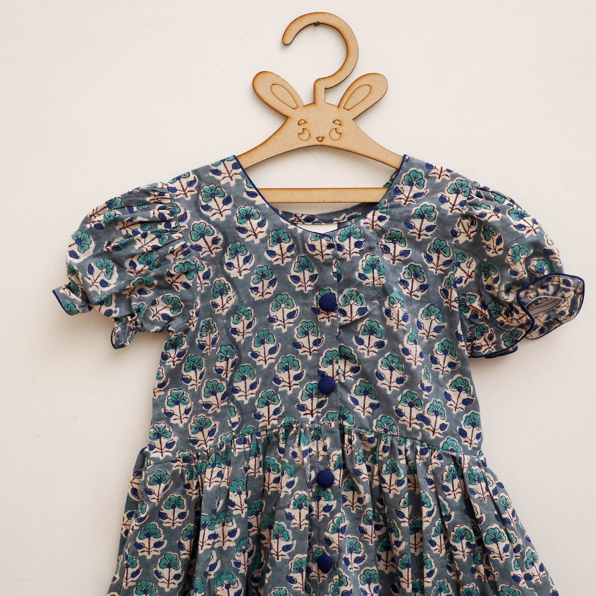 Pure Cotton Girls Frock Dress in Sanganeri Floral Prints (3-4 Years) 10