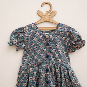 Pure Cotton Girls Frock Dress in Sanganeri Floral Prints (3-4 Years) 10