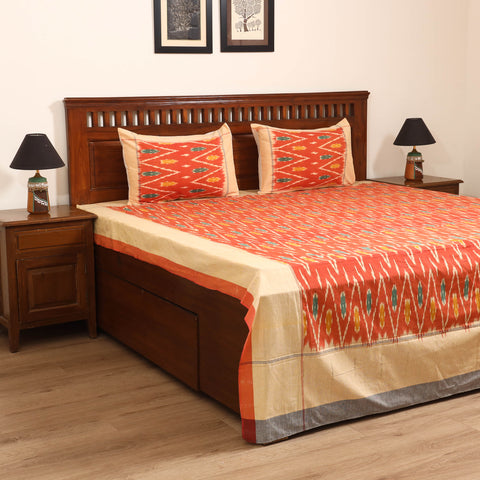Pochampally Ikat Weave Cotton Double Bedsheet Set (108 x 90 in) 26