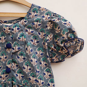 Pure Cotton Girls Frock Dress in Sanganeri Floral Prints (3-4 Years) 10