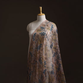 Srikalahasti Pen Work Handpainted Kalamkari Handloom Kota Doria Silk Fabric 09