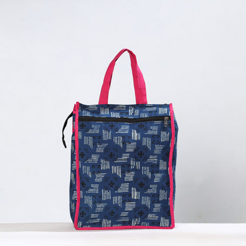 Blue Handmade Indigo Block Printed Cotton Shopping Bag 13