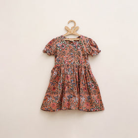 Pure Cotton Girls Frock Dress in Sanganeri Floral Prints (3-4 Years) 13