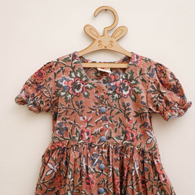 Pure Cotton Girls Frock Dress in Sanganeri Floral Prints (3-4 Years) 13