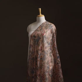 Srikalahasti Pen Work Handpainted Kalamkari Handloom Kota Doria Silk Fabric 12