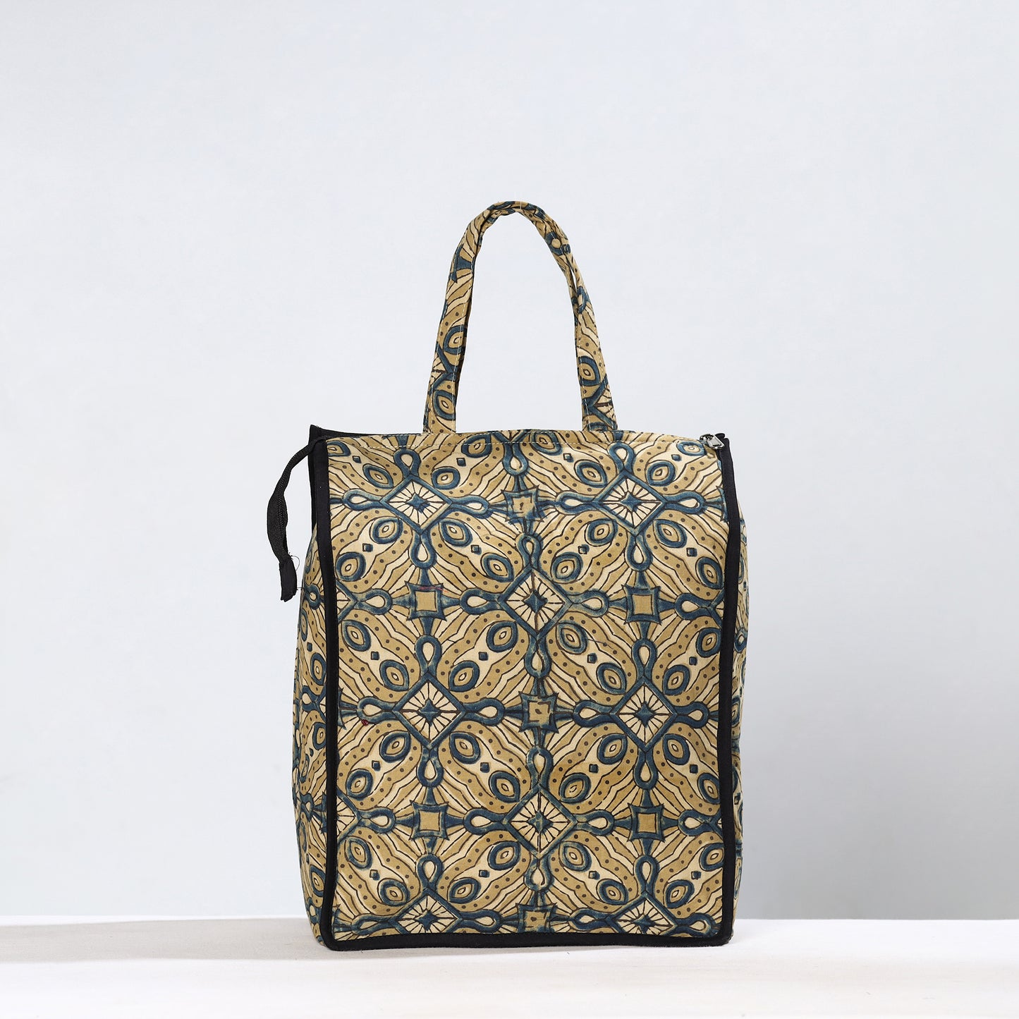 Handmade Ajrakh Block Printed Cotton Shopping Bag 18