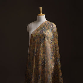 Srikalahasti Pen Work Handpainted Kalamkari Handloom Kota Doria Silk Fabric 14