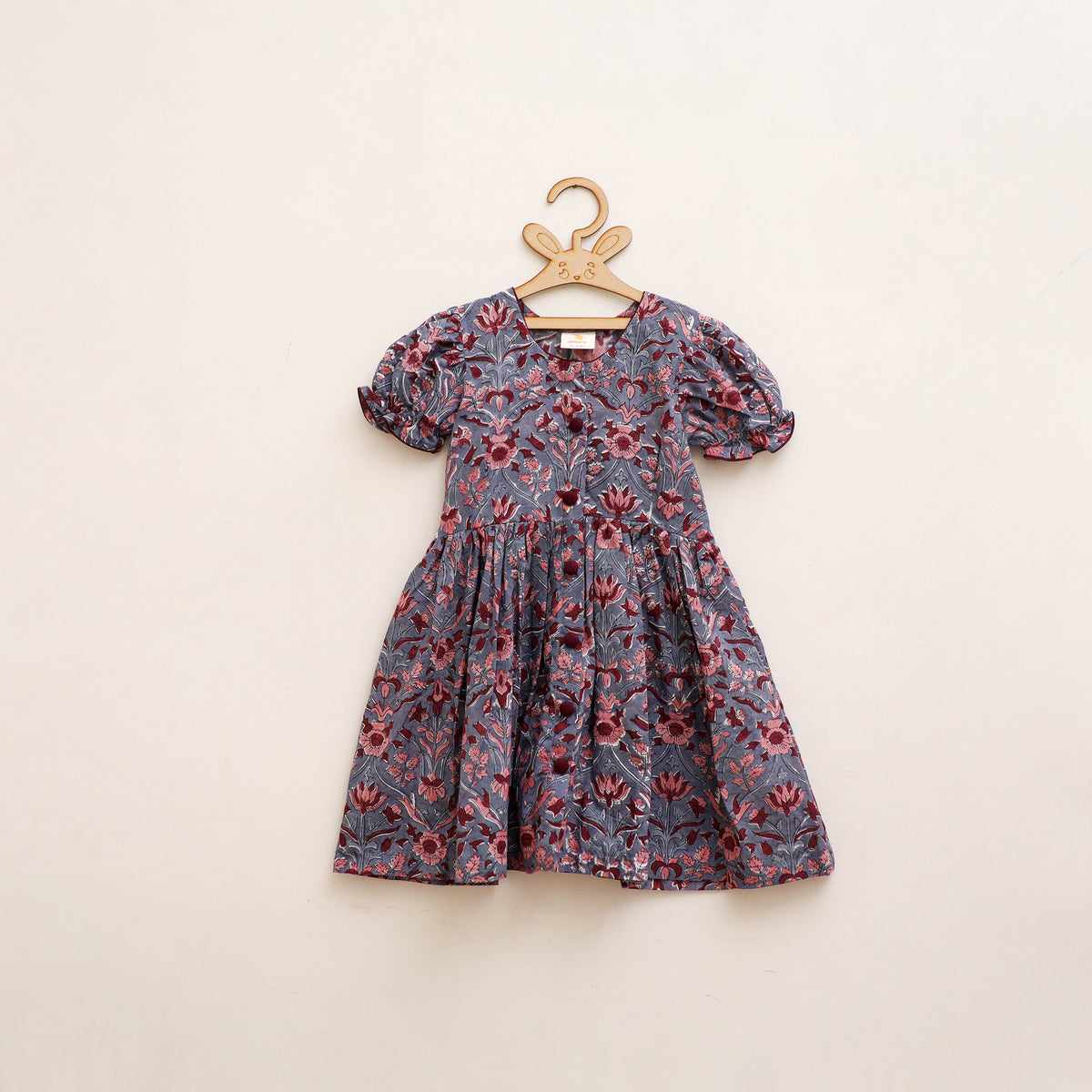 Pure Cotton Girls Frock Dress in Sanganeri Floral Prints (3-4 Years) 11