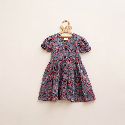 Pure Cotton Girls Frock Dress in Sanganeri Floral Prints (3-4 Years) 11