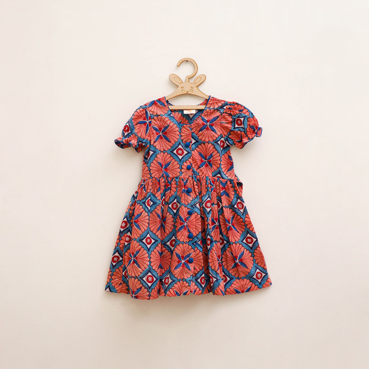 Pure Cotton Girls Frock Dress in Sanganeri Floral Prints (3-4 Years) 12