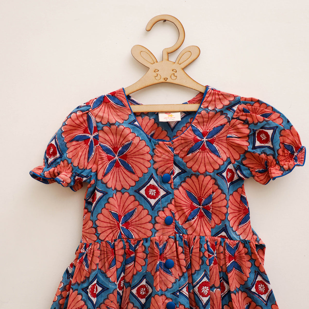 Pure Cotton Girls Frock Dress in Sanganeri Floral Prints (3-4 Years) 12