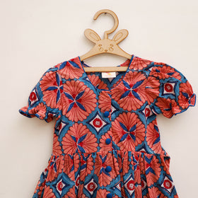 Pure Cotton Girls Frock Dress in Sanganeri Floral Prints (3-4 Years) 12