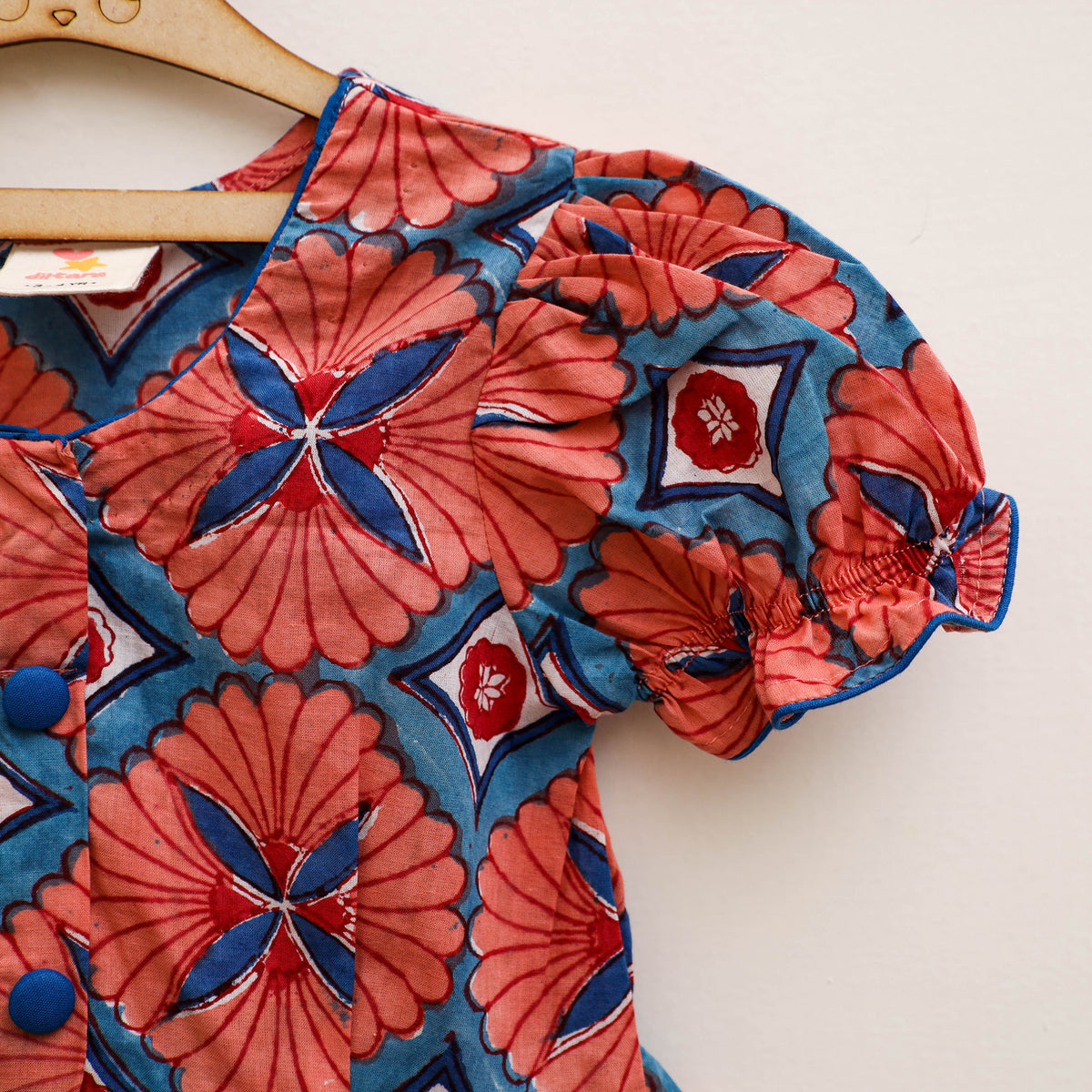 Pure Cotton Girls Frock Dress in Sanganeri Floral Prints (3-4 Years) 12