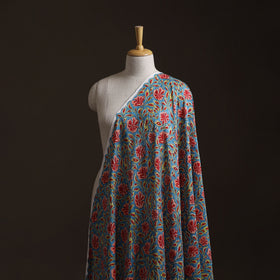 Blue - Sanganeri Hand Block Print Modal Silk Fabric 30