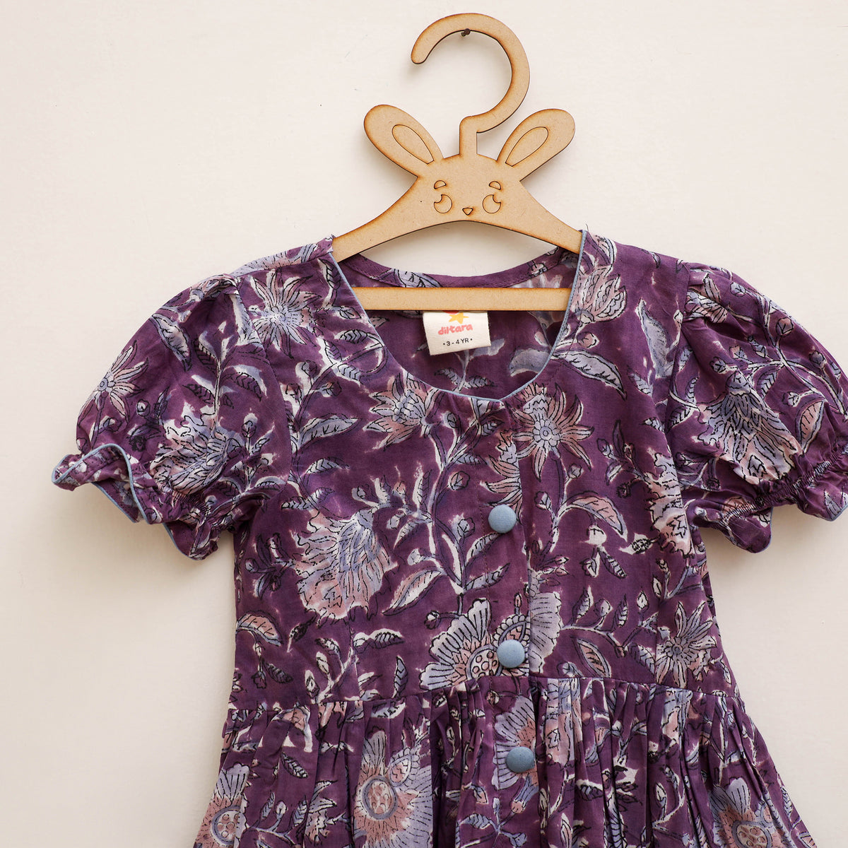 Pure Cotton Girls Frock Dress in Sanganeri Floral Prints (3-4 Years) 14
