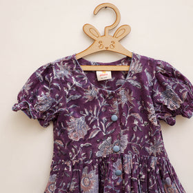 Pure Cotton Girls Frock Dress in Sanganeri Floral Prints (3-4 Years) 14