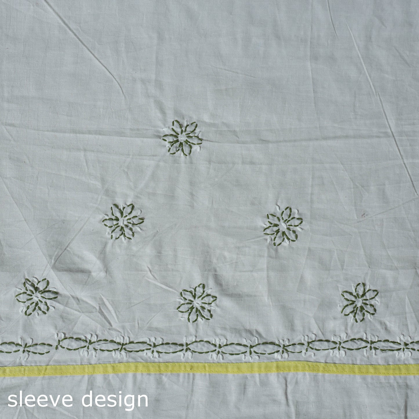 Yellow - 3pc hand embroidery cotton lucknow chikankari