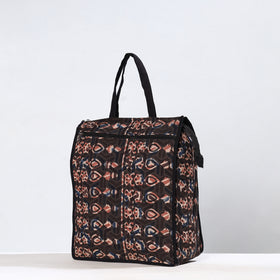 Black Handmade Bagru Block Printed Cotton Shopping Bag 03