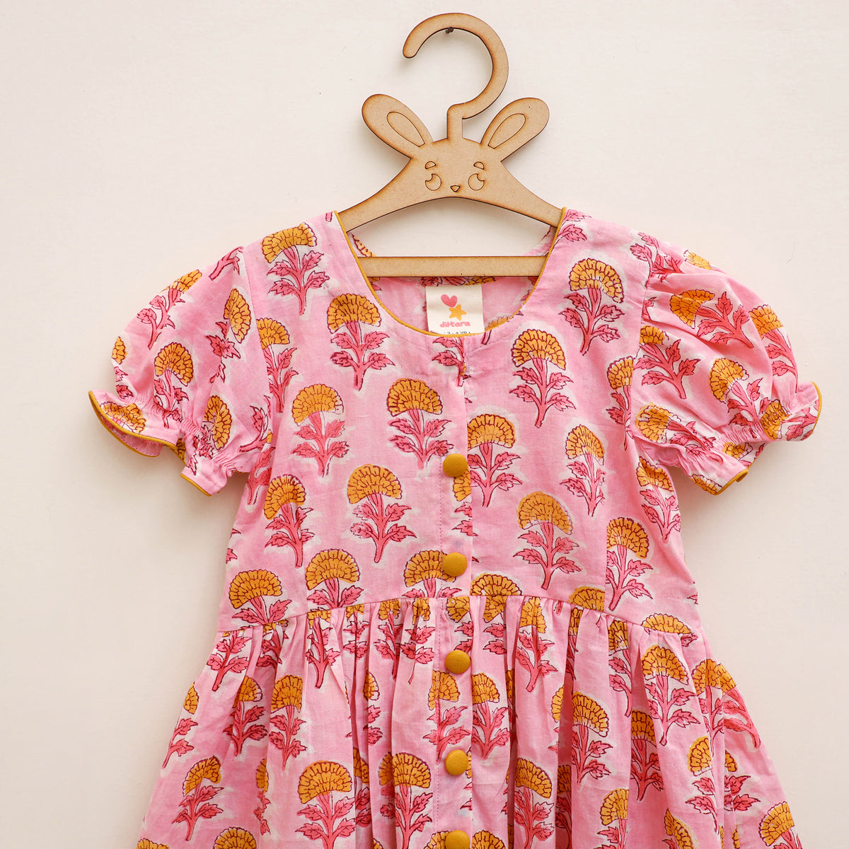 Pure Cotton Girls Frock Dress in Sanganeri Floral Prints (3-4 Years) 15