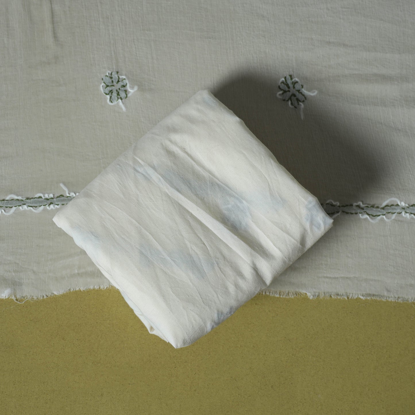 Yellow - 3pc hand embroidery cotton lucknow chikankari