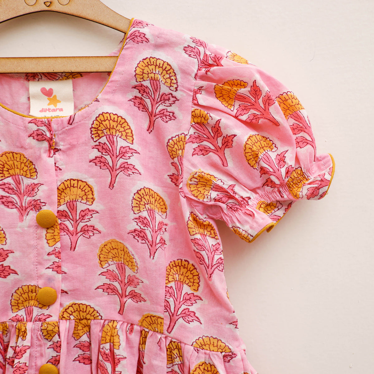 Pure Cotton Girls Frock Dress in Sanganeri Floral Prints (3-4 Years) 15