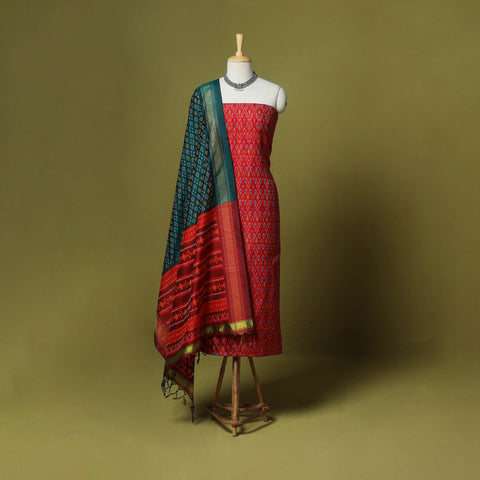 2pc unstitched handloom sico pochampally ikat dress