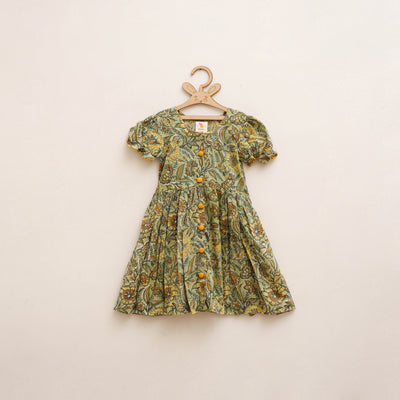 Pure Cotton Girls Frock Dress in Sanganeri Floral Prints (3-4 Years) 16