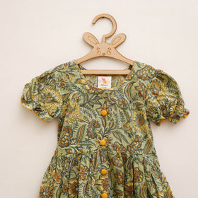 Pure Cotton Girls Frock Dress in Sanganeri Floral Prints (3-4 Years) 16