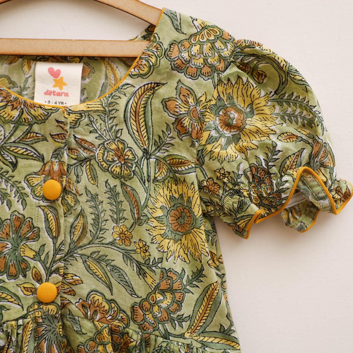 Pure Cotton Girls Frock Dress in Sanganeri Floral Prints (3-4 Years) 16