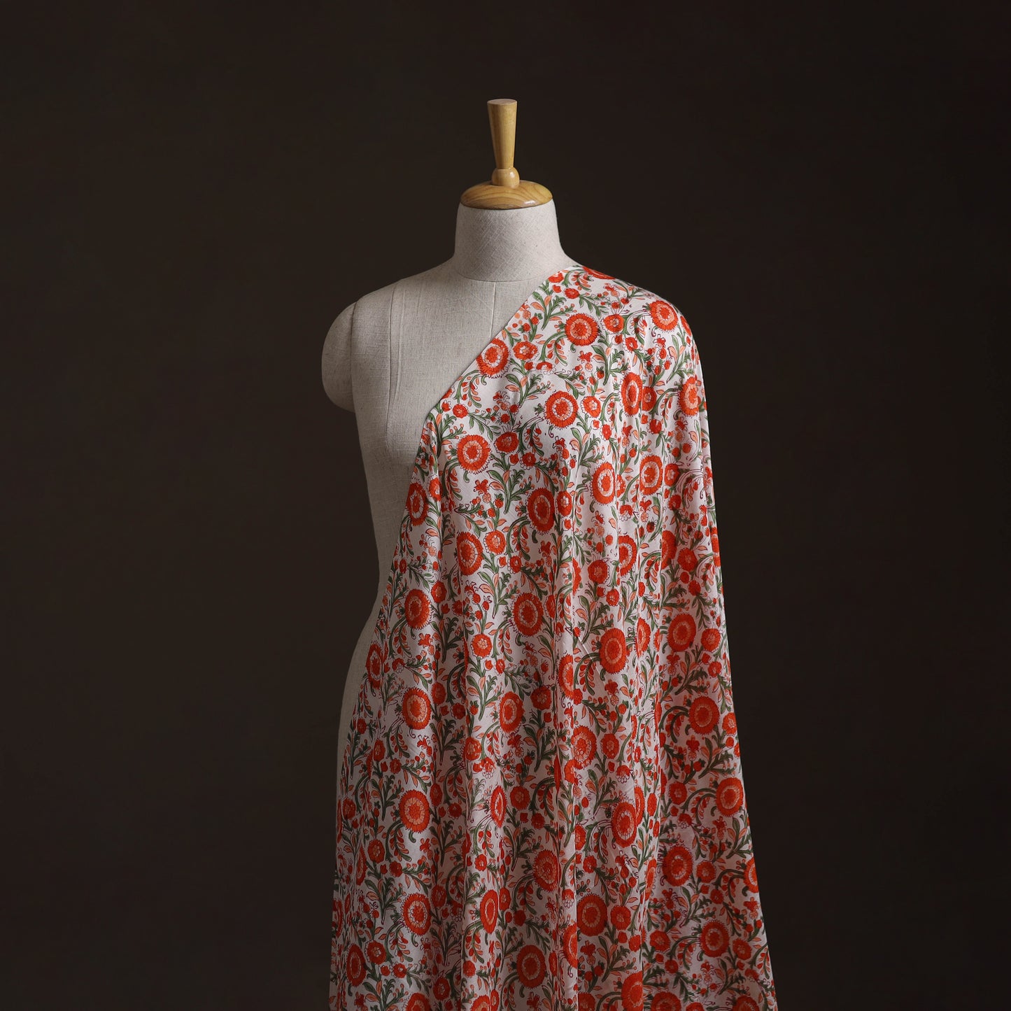 Red - Sanganeri Hand Block Print Modal Silk Fabric 20