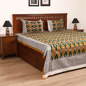 Pochampally Ikat Weave Cotton Double Bedsheet Set (108 x 90 in) 32