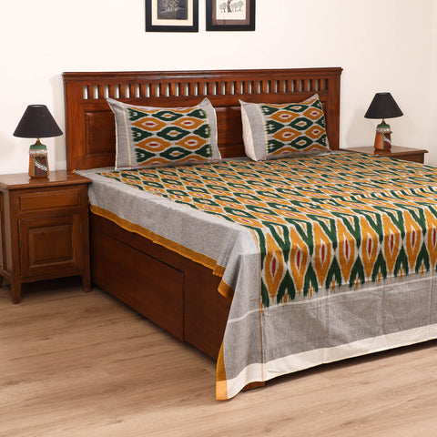 Pochampally Ikat Weave Cotton Double Bedsheet Set (108 x 90 in) 32