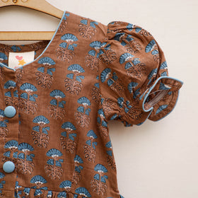 Pure Cotton Girls Frock Dress in Sanganeri Floral Prints (3-4 Years) 18