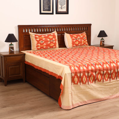 Pochampally Ikat Weave Cotton Double Bedsheet Set (108 x 90 in) 33
