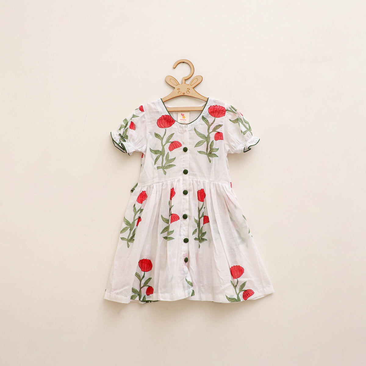 Pure Cotton Girls Frock Dress in Sanganeri Floral Prints (3-4 Years) 19