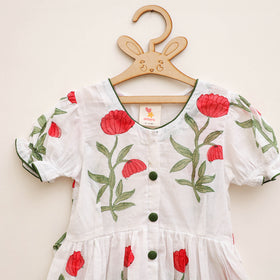 Pure Cotton Girls Frock Dress in Sanganeri Floral Prints (3-4 Years) 19