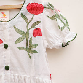Pure Cotton Girls Frock Dress in Sanganeri Floral Prints (3-4 Years) 19