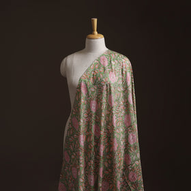 Green - Sanganeri Hand Block Print Modal Silk Fabric 11