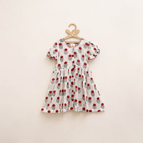 Pure Cotton Girls Frock Dress in Sanganeri Floral Prints (3-4 Years) 21