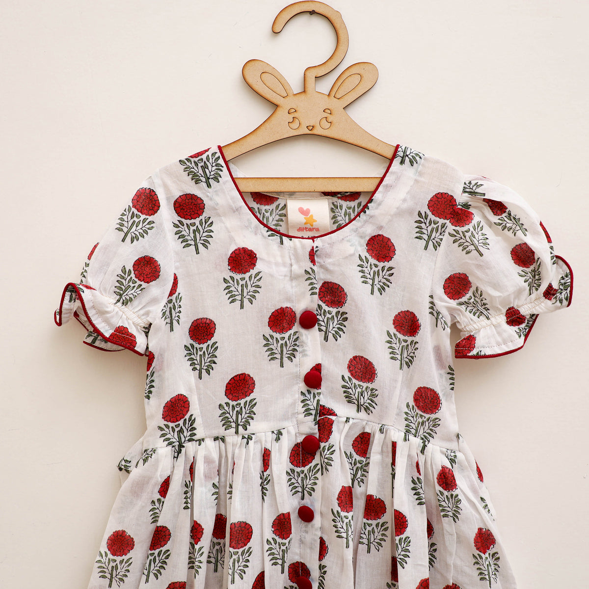Pure Cotton Girls Frock Dress in Sanganeri Floral Prints (3-4 Years) 21