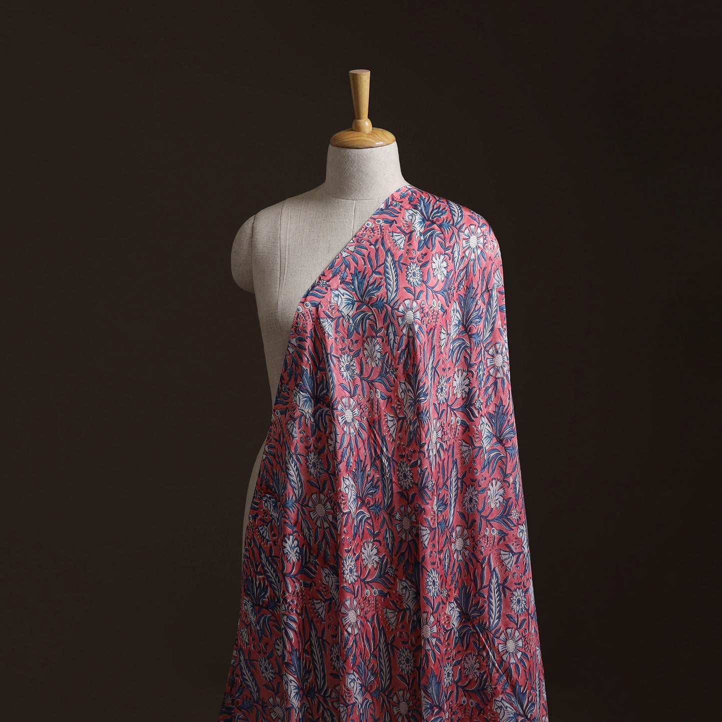 Pink - Sanganeri Hand Block Print Modal Silk Fabric 10
