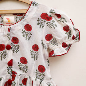 Pure Cotton Girls Frock Dress in Sanganeri Floral Prints (3-4 Years) 21