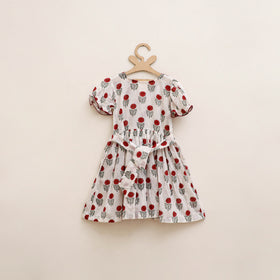 Pure Cotton Girls Frock Dress in Sanganeri Floral Prints (3-4 Years) 21