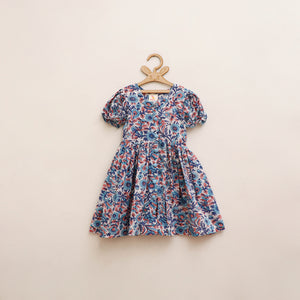 Blue - Pure Cotton Girls Frock Dress in Sanganeri Floral Prints (3-4 Years) 22