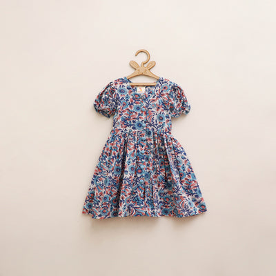 Pure Cotton Girls Frock Dress in Sanganeri Floral Prints (3-4 Years) 22