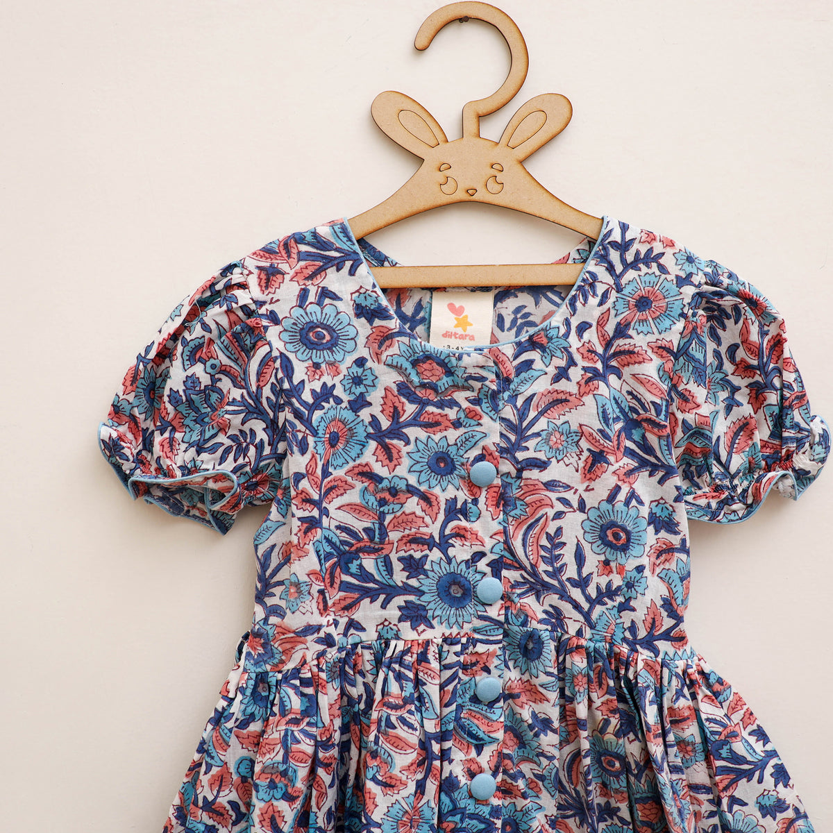 Pure Cotton Girls Frock Dress in Sanganeri Floral Prints (3-4 Years) 22