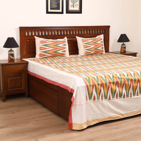 Pochampally Ikat Weave Cotton Double Bedsheet Set (108 x 90 in) 36