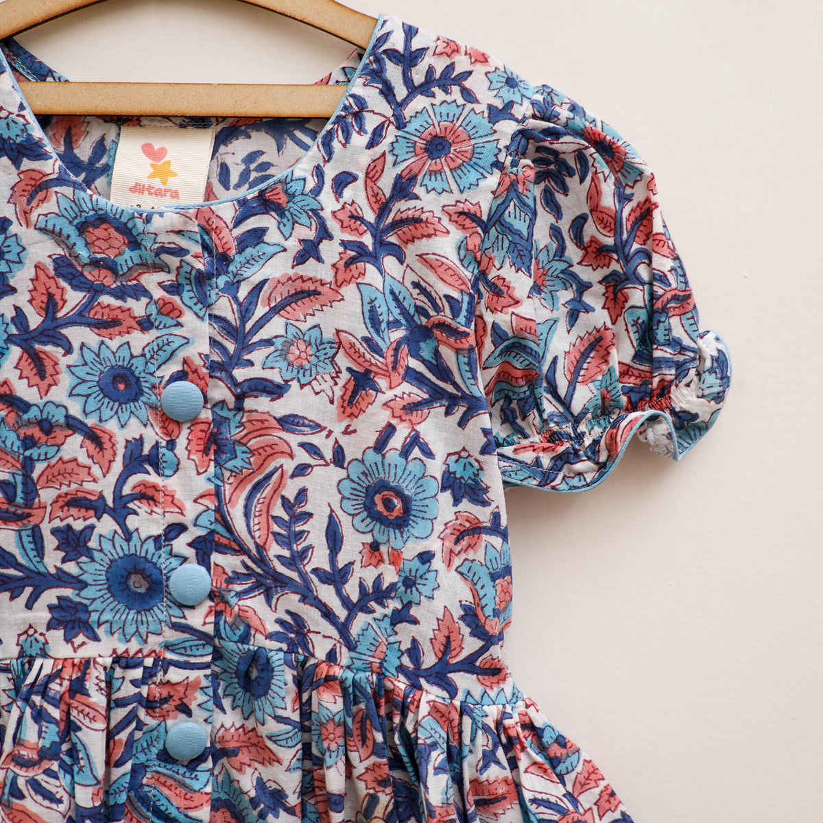 Pure Cotton Girls Frock Dress in Sanganeri Floral Prints (3-4 Years) 22