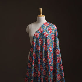 Blue - Sanganeri Hand Block Print Modal Silk Fabric 03